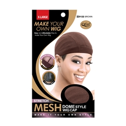 M&M #5122 STRETCH MESH DOME STYLE WIG CAP X-LARGE BROWN (DZ)