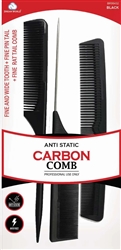 DREAM Comb Carbon Fine Wide Tail+Pin+Rat Blk #BR98432(EA)