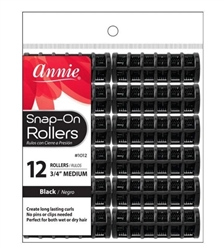 12 Annie Snap On Rollers Medium Black 3/4" (12 Count) 1012