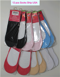 Women Girls Mix Color Liner Socks - Footies Slipper Socks - 12 Pair