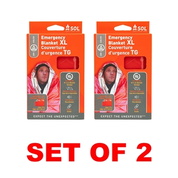 SOL 0140-1701 Heat Sheet Survival Blanket (Fits Up To Two People) - 2 PACK