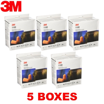 3M 1100 Foam Uncorded 29dB Earplugs (5 Boxes)