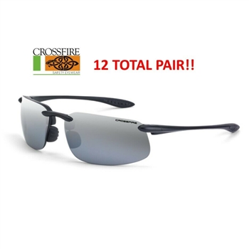 Crossfire ES4 2123 Safety Sunglasses With Black Frame Gray Lens,12 Total Pairs