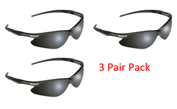 Jackson 22475 Nemesis, Safety Glasses Black Frame Smoke Lens Anti Fog - 3 Pair Pack