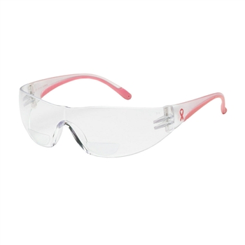 Bouton PIP 250-12 Bifocal Safety Glasses - Pink Temple - Clear Anti-Fog Lens - Diopter 1.0-3.0
