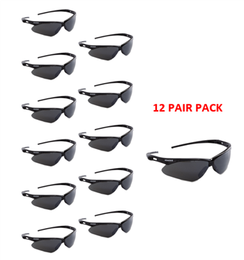 Jackson Nemesis 25688 Safety Glasses Black Frame, Smoke Lens - 12 Pair Pack