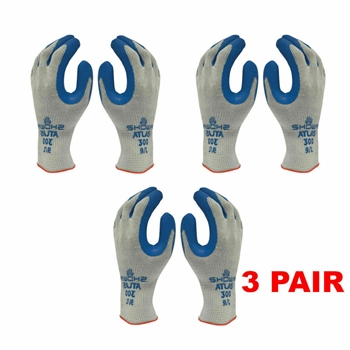 Atlas Showa 300 Rubber Coated Gloves (Sizes: Small-XL) - 3 PAIR