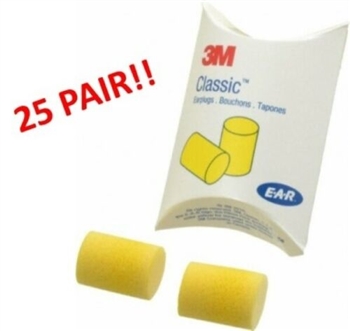 3M EAR Classic Uncorded Foam Pillow Pack 310-1001 - 25 Total Pair