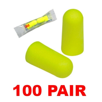 3M 312-1250 Noise Reduction 33dB Yellow Neon Foam Ear Plugs (100 Pair)