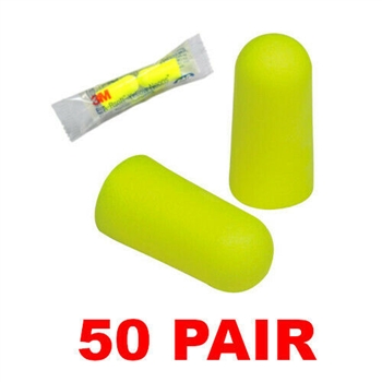 3M 312-1250 Noise Reduction 33dB Yellow Neon Foam Ear Plugs (50 Pair)