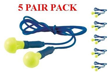 3M EAR 318-1001 Push Ins Plugs With Safety Cord - 5 Pair Pack