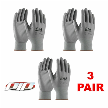 PIP 33-G125 G-Tek NPG Nylon Polyurethane Coated Grip Work Gloves (3 PAIR)