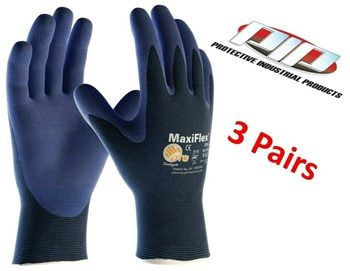 PIP 34-274 MaxiFlex Elite Lightweight Gloves, Nitrile Foam Grip - 3 Pair Pack
