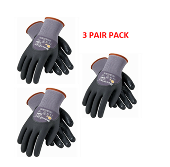 PIP 34-845 MaxiFlex Dotted Palms Micro-Foam Gloves - Sizes SM-XLG - 3 Pair Pack