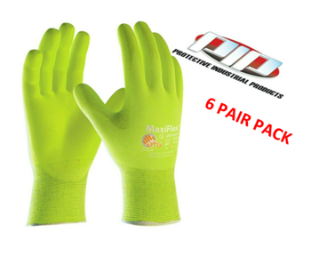 PIP 34-874FY MaxiFlex Ultimate Hi-Vis Nylon/Lycra Glove Nitrile Coated - 6 Pairs