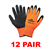 Global Glove 388INT Ice Gripster Orange/Black Rubber Winter Gloves (12 PAIR)