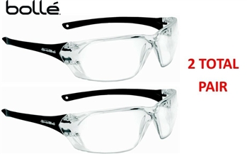 Bolle Prism 40057 Safety Glasses, Black Frame, Clear Anti-Fog Lens, 2 TOTAL PAIR