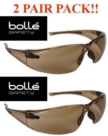 Bolle Rush Safety Glasses Twilight Lens Anti-Fog Lens (TWO PAIR PACK)