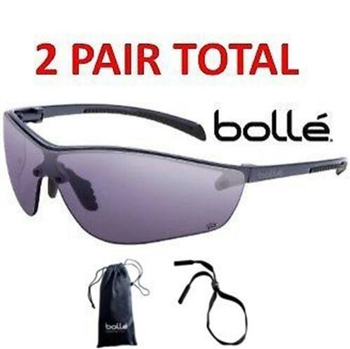 Bolle 40238 Silium+ Safety Glasses, Smoke Anti-Fog Lens, Case & Cord, 2 PAIR