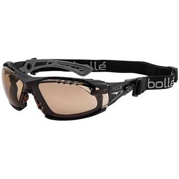 Bolle Rush Plus 40258 Safety Glasses Black Temples Twilight Anti-Fog Lens w/ Strap