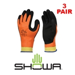 SHOWA 406 Insulated Orange Cold Weather Work Gloves (M-XL) - 3 PAIR