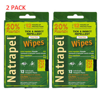 Natrapel 6095 Picaridin Insect Repellent Wipes - 2 Box Pack