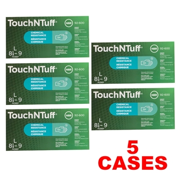 Ansell TouchNTuff 92-600 Green Nitrile Chemical Latex Gloves (5 Cases)