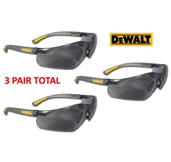 Dewalt DPG52-2D Contractor Safety Glasses With Smoke Lens, 3 PAIR TOTAL