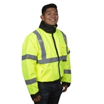 High Visiblity J221 Insulated Lined Safety Bomber Jacket - Lime