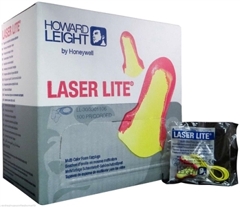 Howard Leight Laser Leight LL-30 Corded Foam Earplugs - 1 Box of 200 Pairs