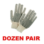 Cotton PVC (LARGE) Double Dotted Work Gloves - Mens (Dozen Pair) 12 PAIR
