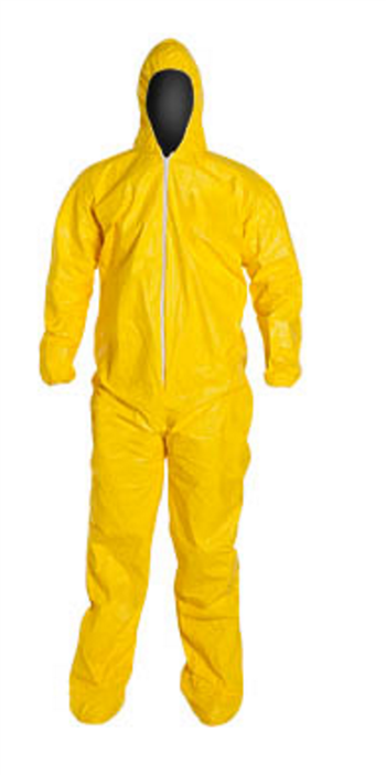 Dupont Tychem QC122S Disposable Chemical Resistant Coverall (Sizes: L-3XL)