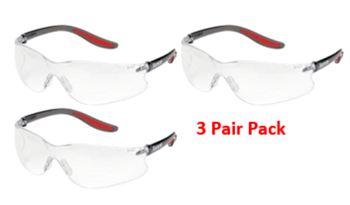 Elvex SG-14C Xenon Safety Glasses, Clear Lens Safety Glasses - 3 Pair Pack