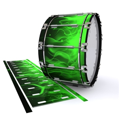 Dynasty 1st Generation Bass Drum Slip - Green Flames (Themed)
