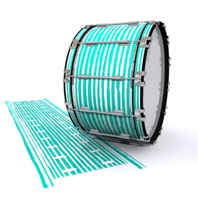 Dynasty 1st Generation Bass Drum Slip - Lateral Brush Strokes Aqua and White (Green) (Blue)