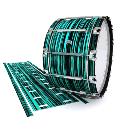 Dynasty Custom Elite Bass Drum Slip - Chaos Brush Strokes Aqua and Black (Green) (Blue)