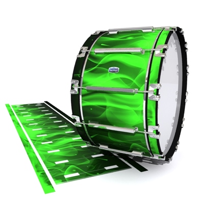 Dynasty Custom Elite Bass Drum Slip - Green Flames (Themed)