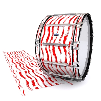 Dynasty Custom Elite Bass Drum Slip - Wave Brush Strokes Red and White (Red)