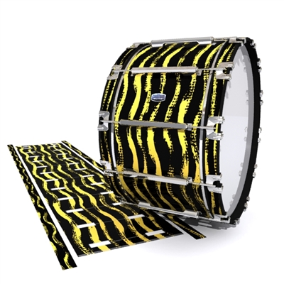 Dynasty Custom Elite Bass Drum Slip - Wave Brush Strokes Yellow and Black (Yellow)
