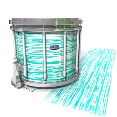 Dynasty Custom Elite Snare Drum Slip - Chaos Brush Strokes Aqua and White (Green) (Blue)