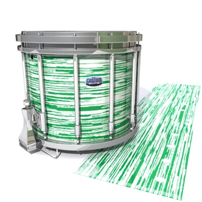 Dynasty Custom Elite Snare Drum Slip - Chaos Brush Strokes Green and White (Green)