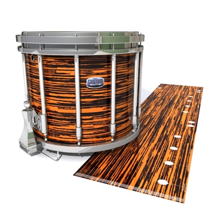 Dynasty Custom Elite Snare Drum Slip - Chaos Brush Strokes Orange and Black (Orange)