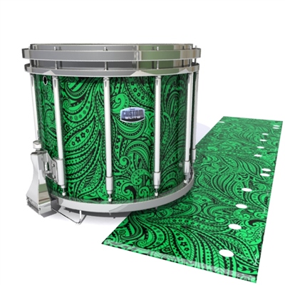 Dynasty Custom Elite Snare Drum Slip - Dark Green Paisley (Themed)