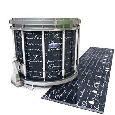 Dynasty Custom Elite Snare Drum Slip - Illegible Script on Black (Themed)