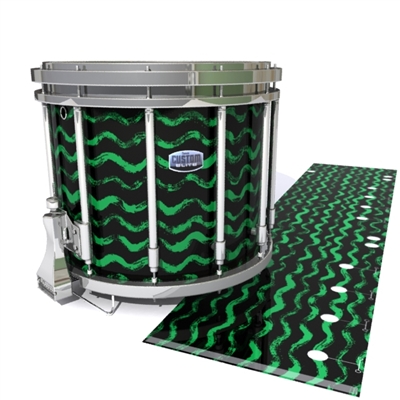 Dynasty Custom Elite Snare Drum Slip - Wave Brush Strokes Green and Black (Green)