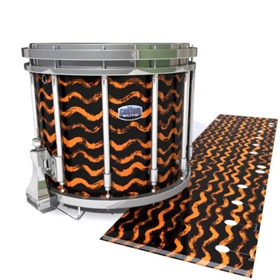 Dynasty Custom Elite Snare Drum Slip - Wave Brush Strokes Orange and Black (Orange)