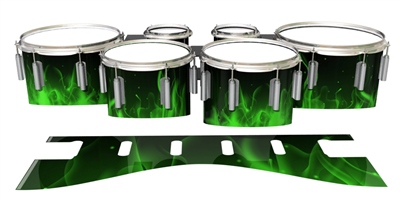 Dynasty 1st Generation Tenor Drum Slips - Green Flames (Themed)