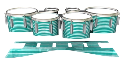 Dynasty 1st Generation Tenor Drum Slips - Lateral Brush Strokes Aqua and White (Green) (Blue)