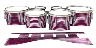 Dynasty 1st Generation Tenor Drum Slips - Lateral Brush Strokes Maroon and White (Red)