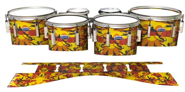 Dynasty 1st Generation Tenor Drum Slips - November Fall Traditional Camouflage (Red) (Yellow)